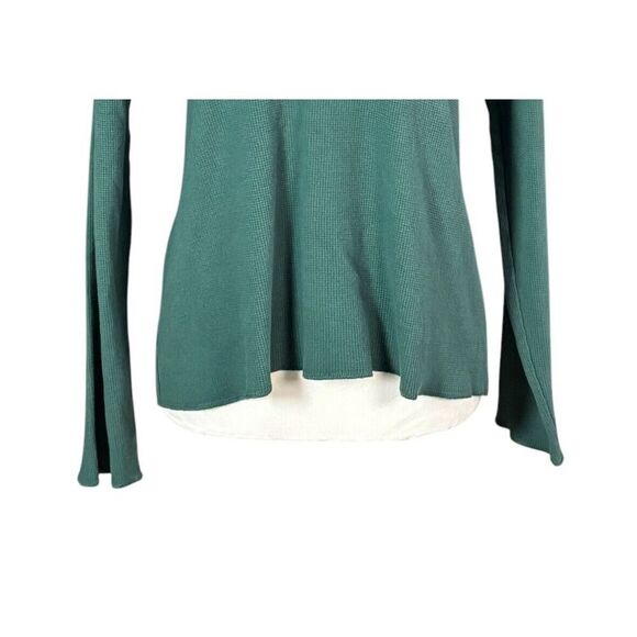 Pact Top Size Medium Green Organic Cotton Minimalist Waffle Knit Neutral Casual - Picture 4 of 7